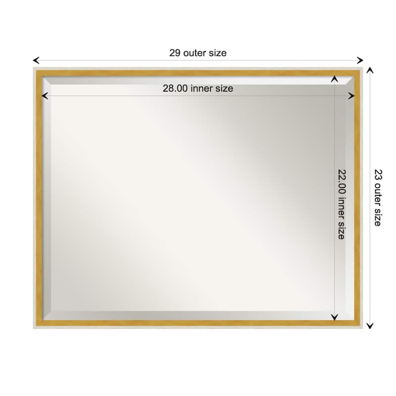 Paige Beveled Wood Framed Wall Mirror - Paige White Gold - Glass Size 28x22