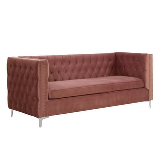 ACME Rhett Sectional Sofa in Coral Velvet - On Sale - Bed Bath & Beyond ...