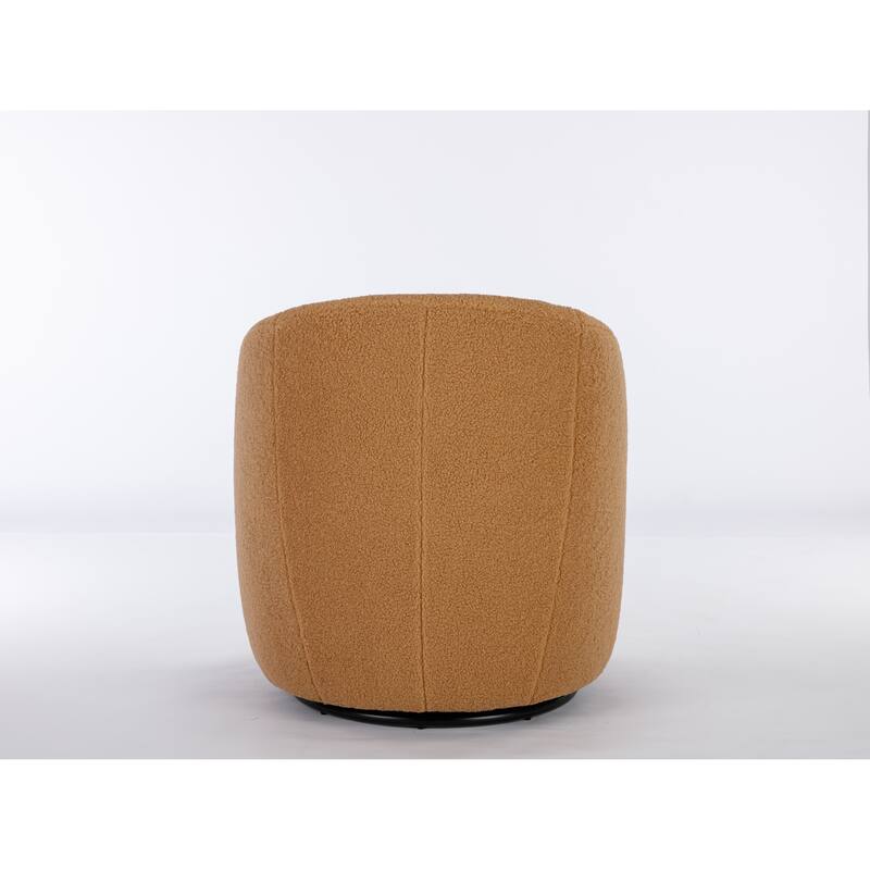 Wool Swivel Barrel Chair with 360° Rotation & Metal Base