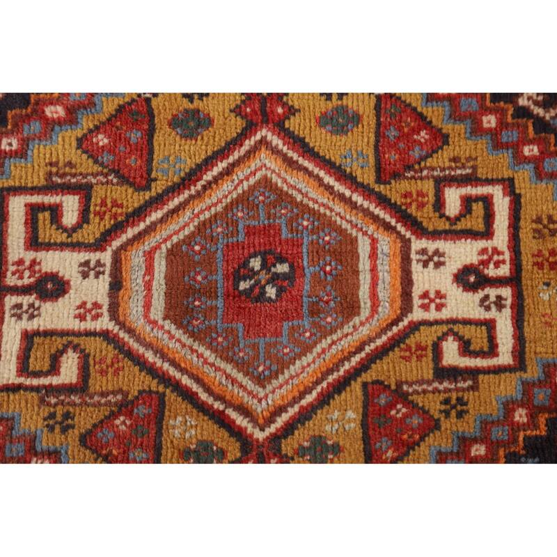 Hand Knotted Oriental 100% Wool Carpet Traditional Tribal Navy Blue & Blues Shiraz Area Rug - 5' 3'' X 3' 11''