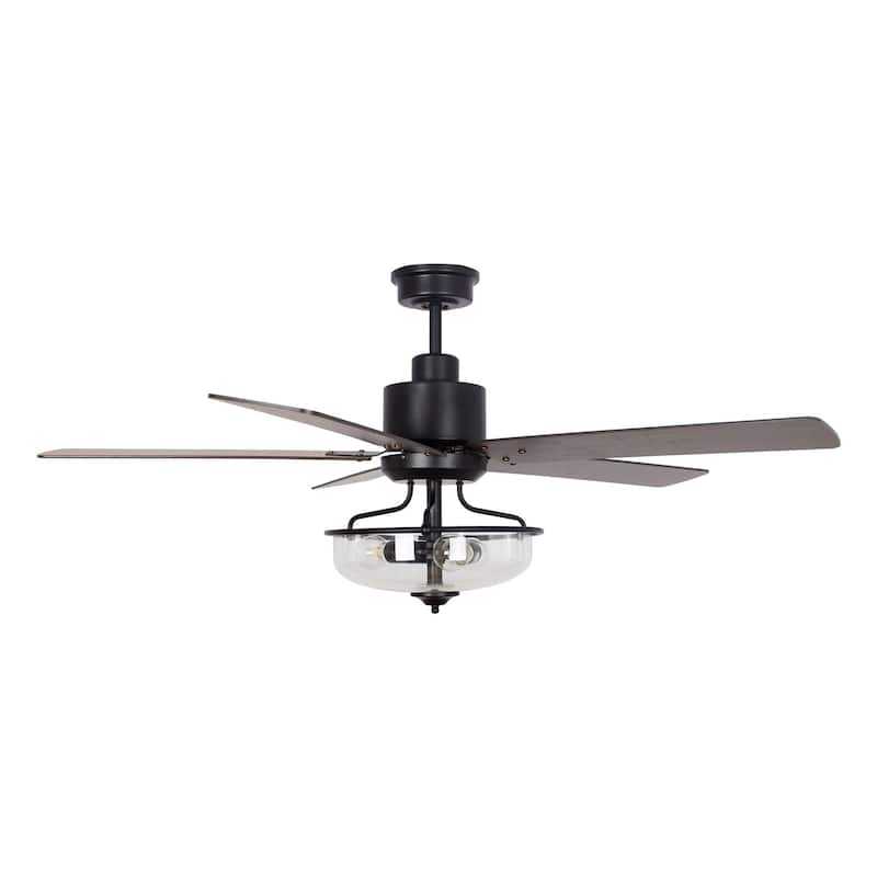 52" 5-Blade Matte Black Reversible Ceiling Fan with Light