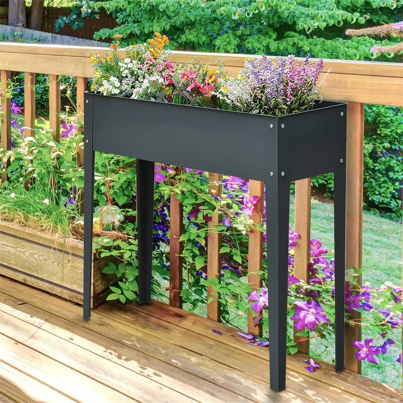Outsunny Metal Raised Garden Bed - Grey