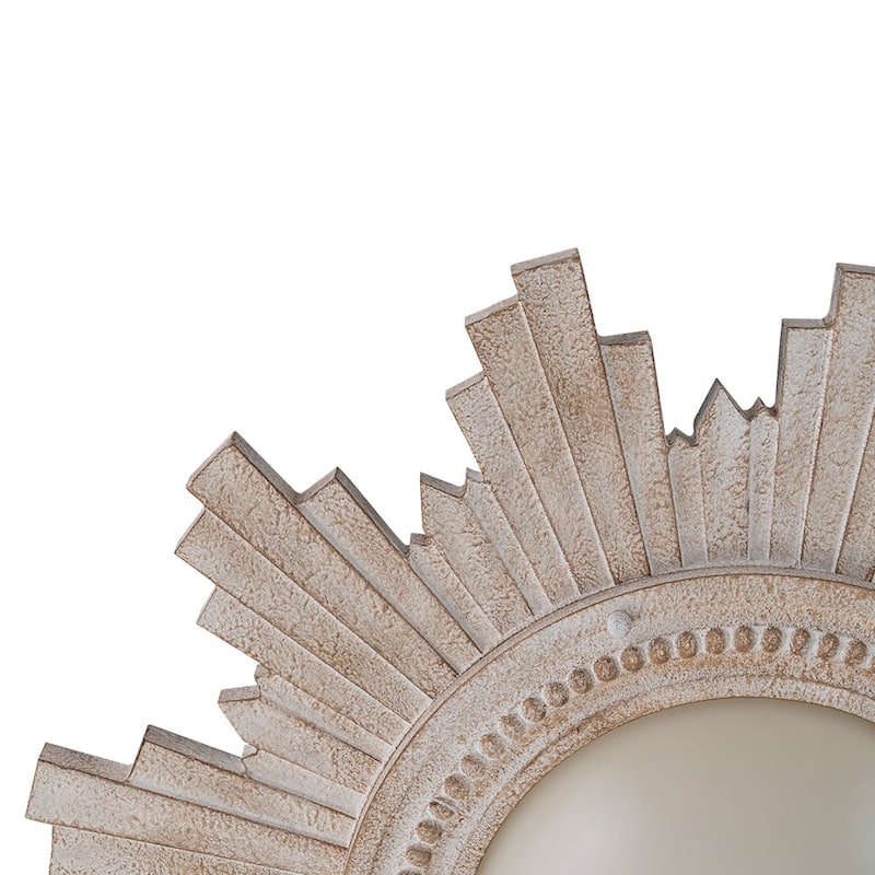 Antique Art Deco Wood Style Sunburst Flush Mount Light Wall Decor