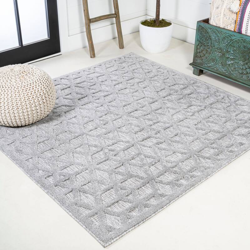 JONATHAN Y Peralta Neutral Geometric Indoor/Outdoor Area Rug