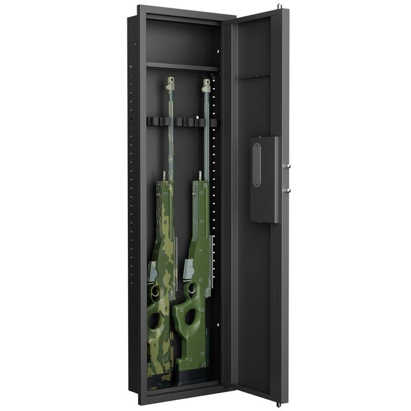 53"Fingerprint Touch Panel In-Wall Safe,Hidden Wall Gun Safe for Rifle