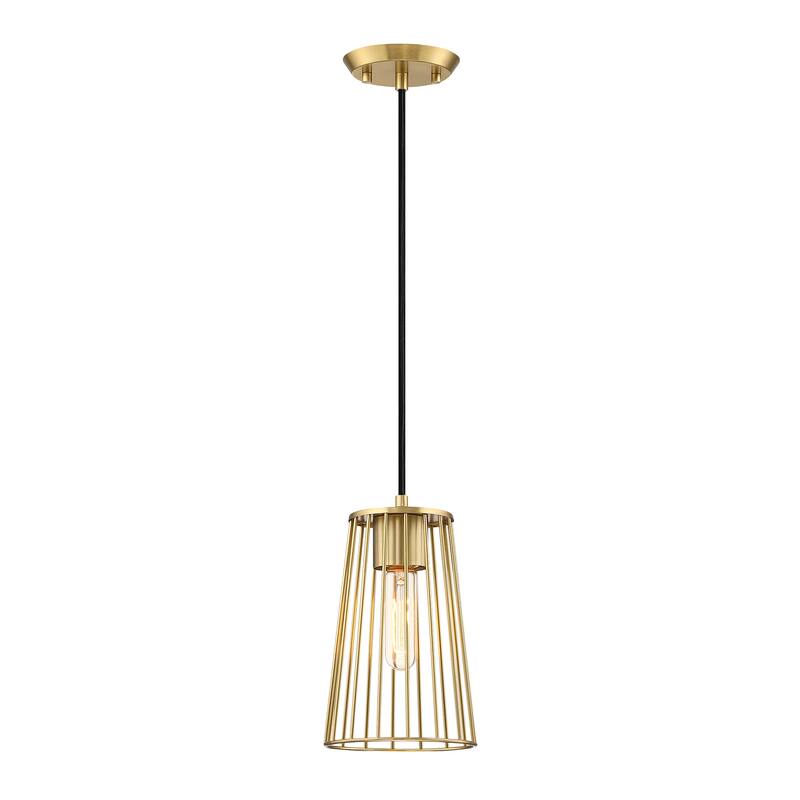 Liana 60 Watt 1-Light Brushed Gold Glam Pendant Light with Wire Cage Shade - 9.75