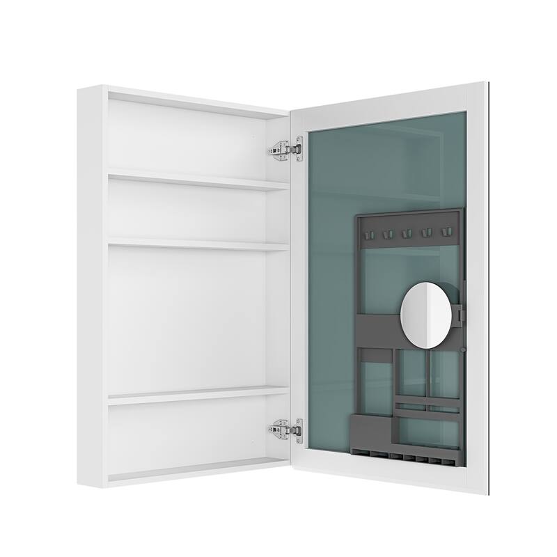 24'' W x 36'' H Bathroom Mirror Medicine Cabinet-Wooden Door, Wall Mounted Recessed or Surface, Bathroom Mirror with Storage