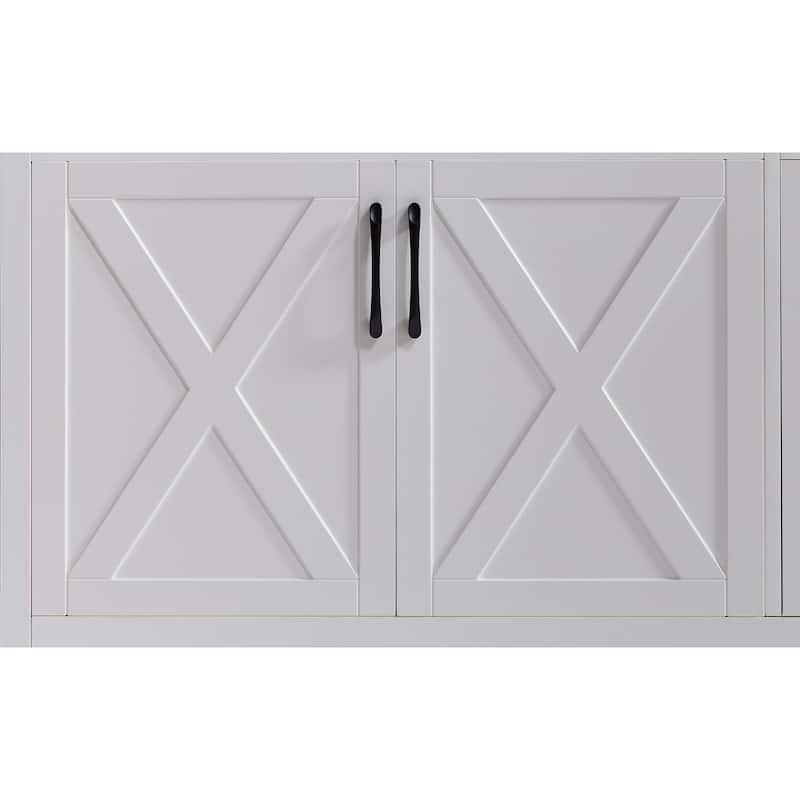 TV Cabinet Set Multifunctional TV Wall, One TV Cabinet and Two Sideboards