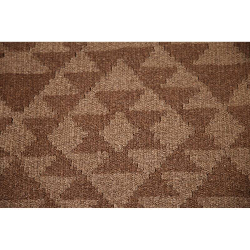 Earth Tone Kilim Oriental Area Rug Flat-weave Wool Carpet - 6'7"x 9'9"