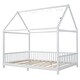 preview thumbnail 6 of 10, Wood Full Size House Bed with Guardrail and LED Light, White