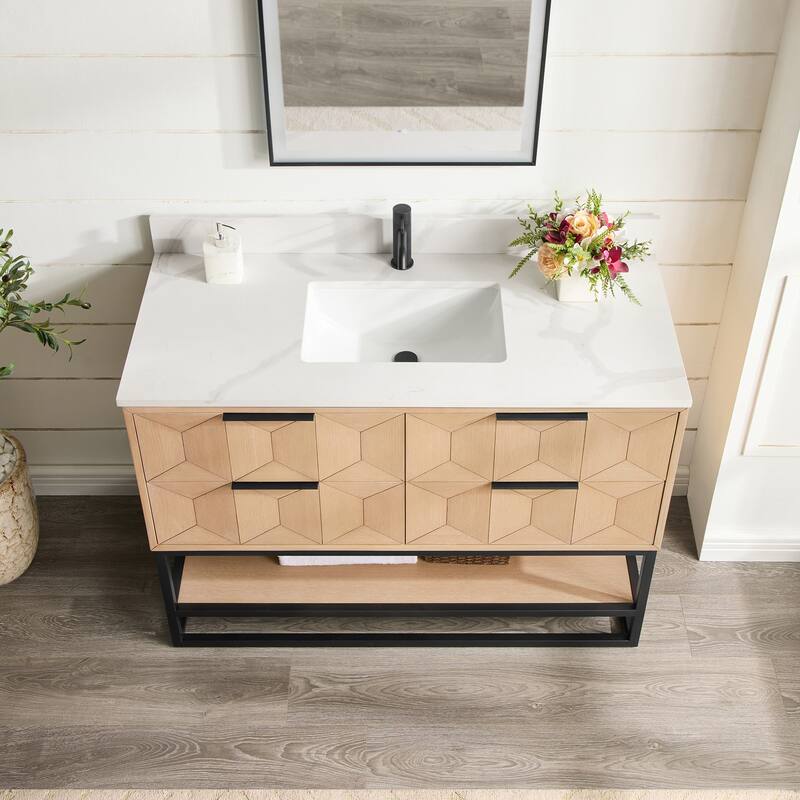Milagro Bath Vanity with White Quartz Stone Top without Mirror