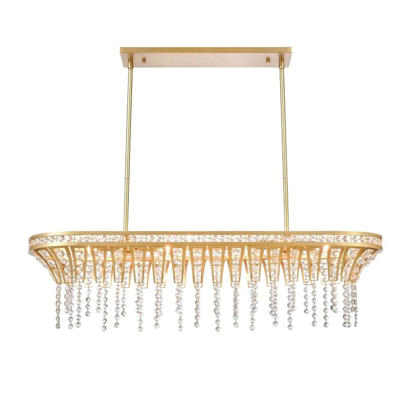 Fantania 36-inch Wide 4-Light Linear Chandelier in Champagne Gold - 36in W x 10in D x 9in H - Champagne Gold