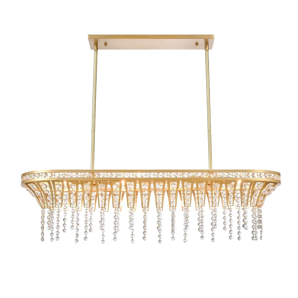 Fantania 36-inch Wide 4-Light Linear Chandelier in Champagne Gold - 36in W x 10in D x 9in H