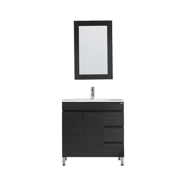 slide 2 of 5, 32" Single Bathroom Vanity Set with Mirror Textured - Black - Single Vanities