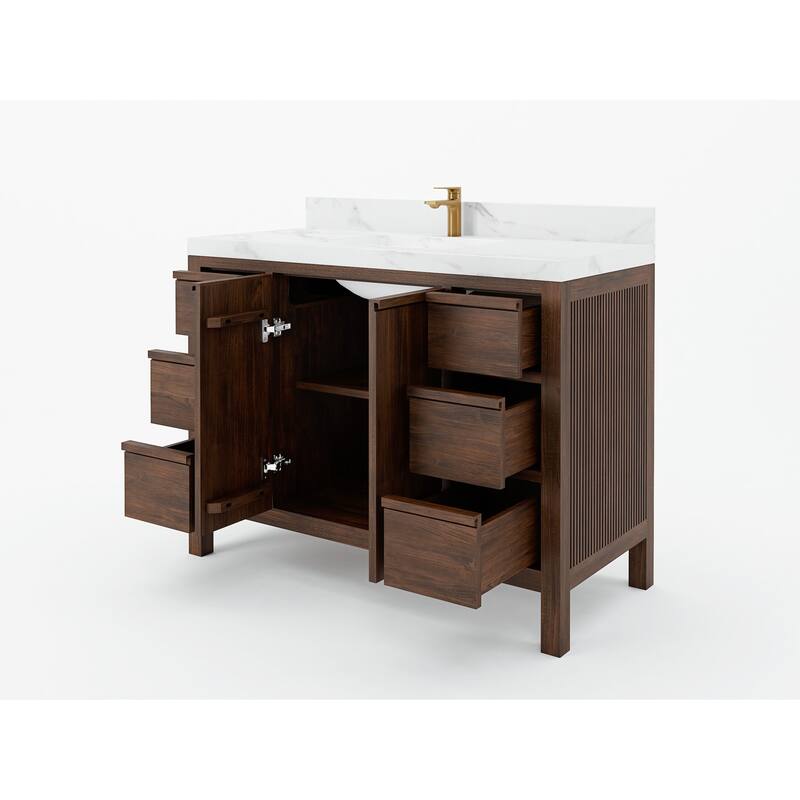 Willow Collections 48 in. W x 22 in. D Elizabeth Solid Teak Single Sink Bathroom Vanity with Countertop