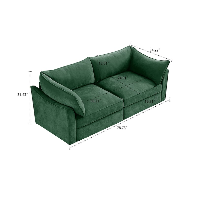 Chenille Fabric Upholstered Sofa with Under-Seat Drawers