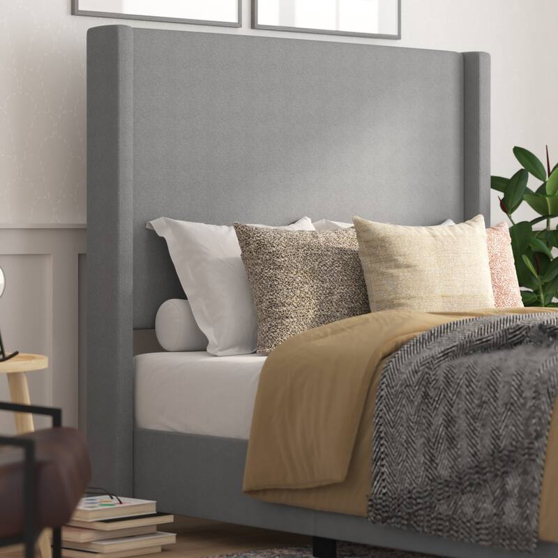 Upholstered Platform Bed with Channel Stitched Headboard