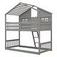 preview thumbnail 13 of 16, Modern Twin over Twin Bunk Bed With Roof ,Window,Window Box,Door,Guardrails And Ladder for Bedroom