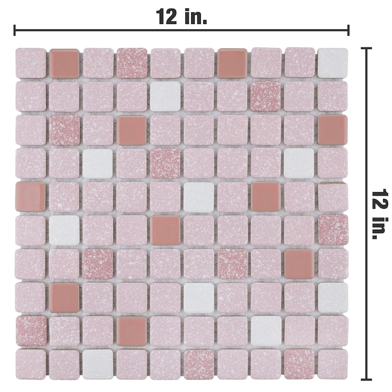 Merola Tile Crystalline Square Pink 12" x 12" Porcelain Floor and Wall Tile