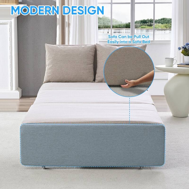 Mixoy Full/Queen Size Sofa Bed,2 in 1 Convertible Linen 1-Seater/Loveseat Sleeper Sofa Couch with Cushions