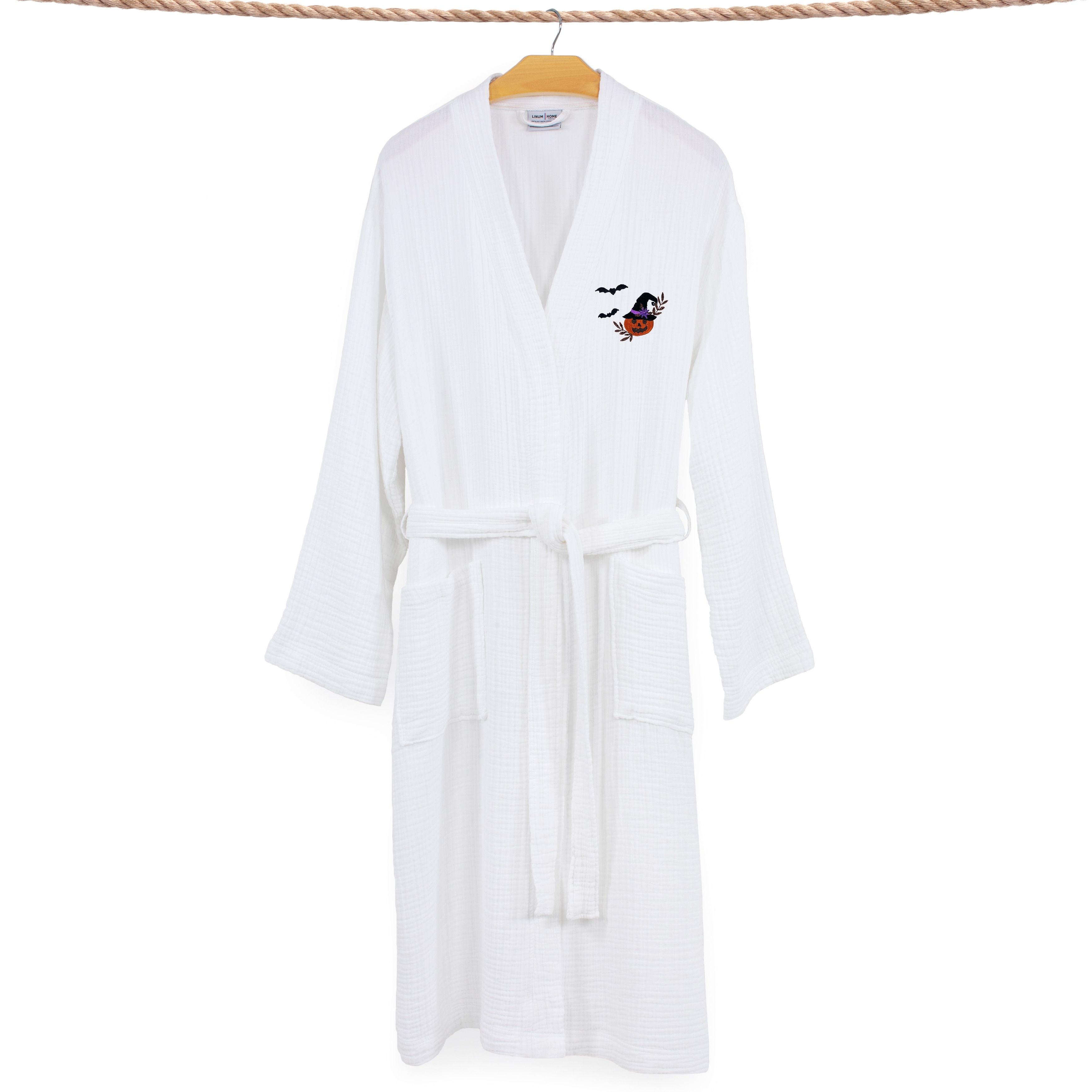 Authentic Hotel and Spa 100% Turkish Cotton Unisex Smyrna Bath Robe with - Picture 16 of 20