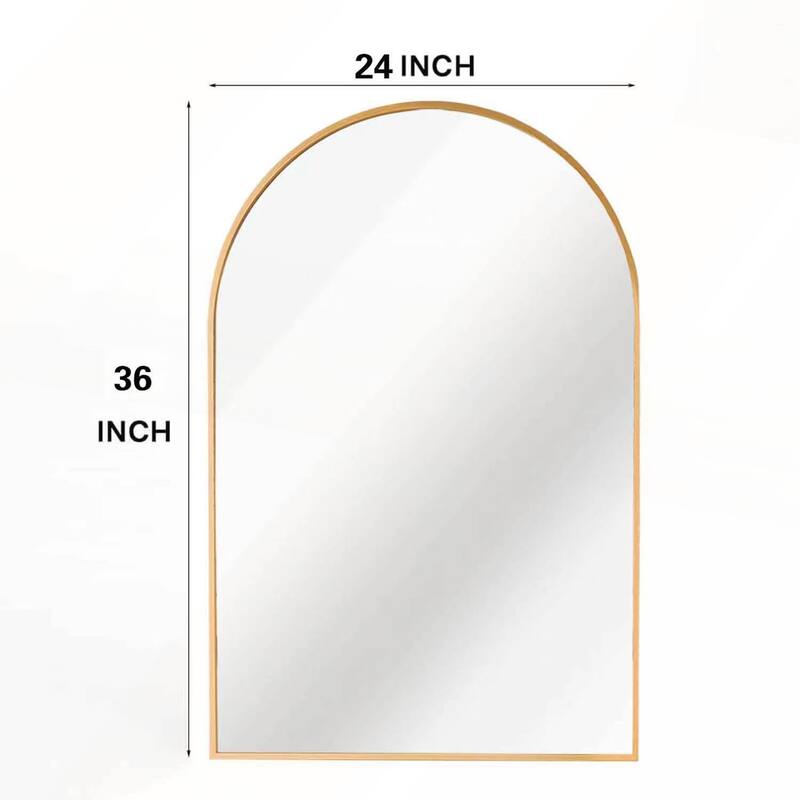 24x36 Inch Metal Framed Arched Bathrrom Mirror