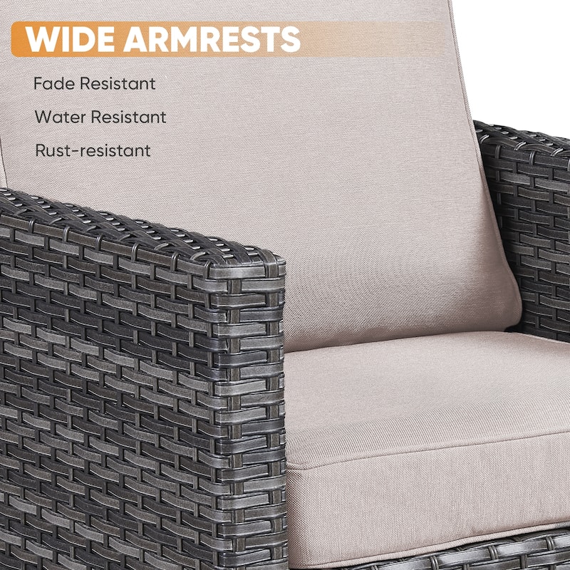 Outdoor PE Wicker Furniture Set with Fire pit Table
