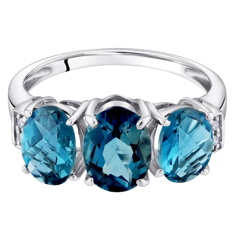 14k White Gold 2.77ct London Blue Topaz and Diamond Ring