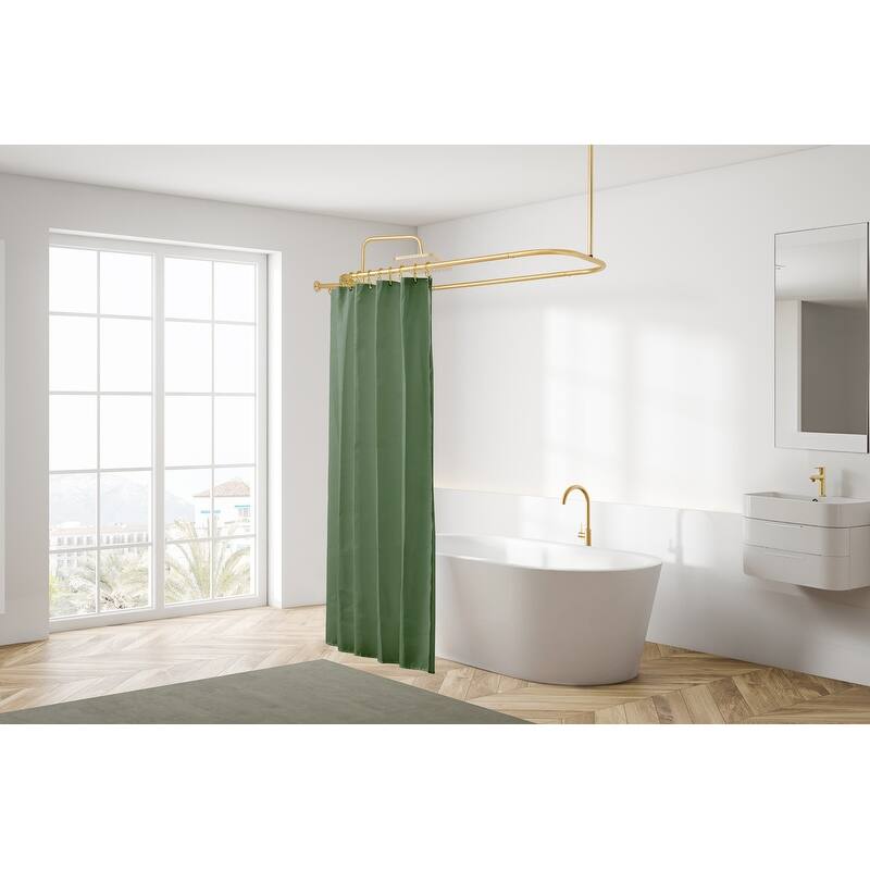 Utopia Alley Rustproof Wall Mounted Aluminum Hoop Shower Rod Extra Large 54 Inch by 26 Inch