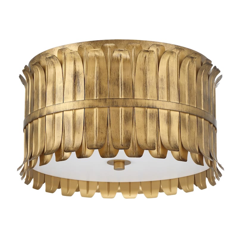 Hunter Valdaz Brushed Luxe Gold 3 Light Flush Mount - Kitchen, Dining Room, Bedroom, Office - Modern/Contemporary, Transitional