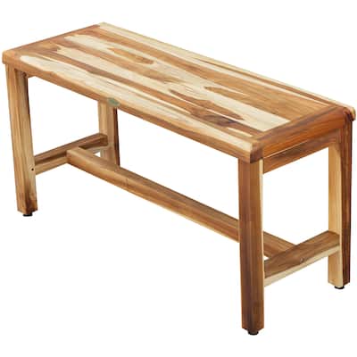 EcoDecors Eleganto 35" Solid Teak Shower Bench - EarthyTeak Finish