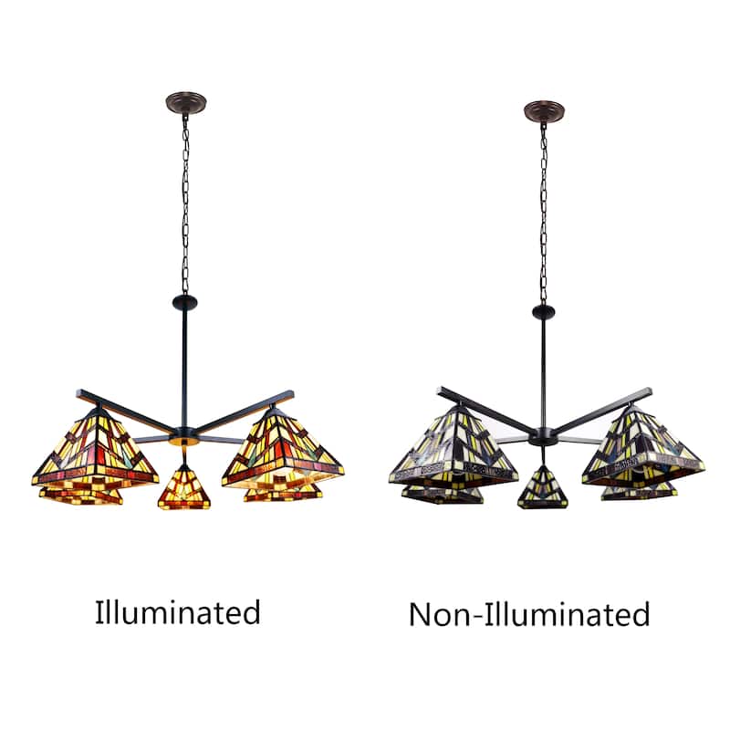 Tiffany-Style Mission Design 5-light Blackish Bronze Chandelier
