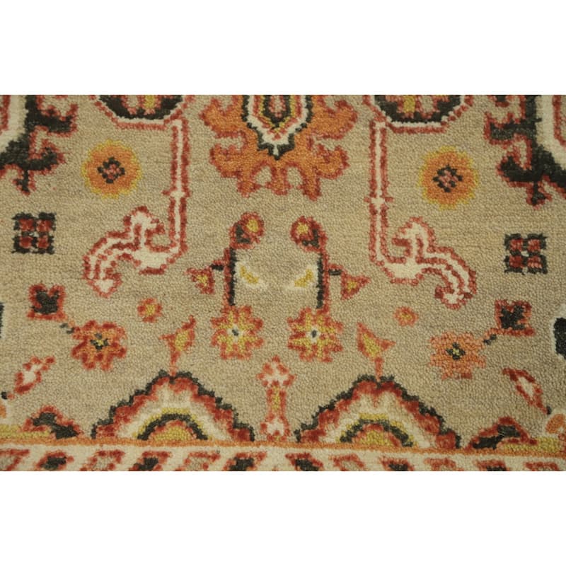 Hand-knotted Transitional Wool Carpet Beige Oushak Rug Floral Oriental Area Rug - 5' 2'' X 3' 0''