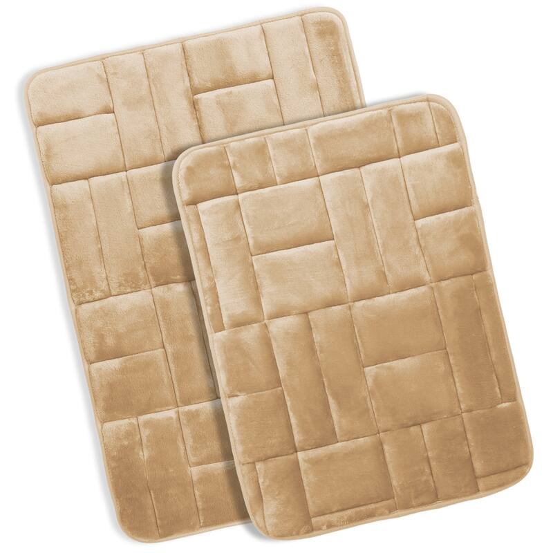 Clara Clark Ultra Soft Non Slip and Absorbent Bath Rug - Tiled Velvet Memory Foam Bath Mat