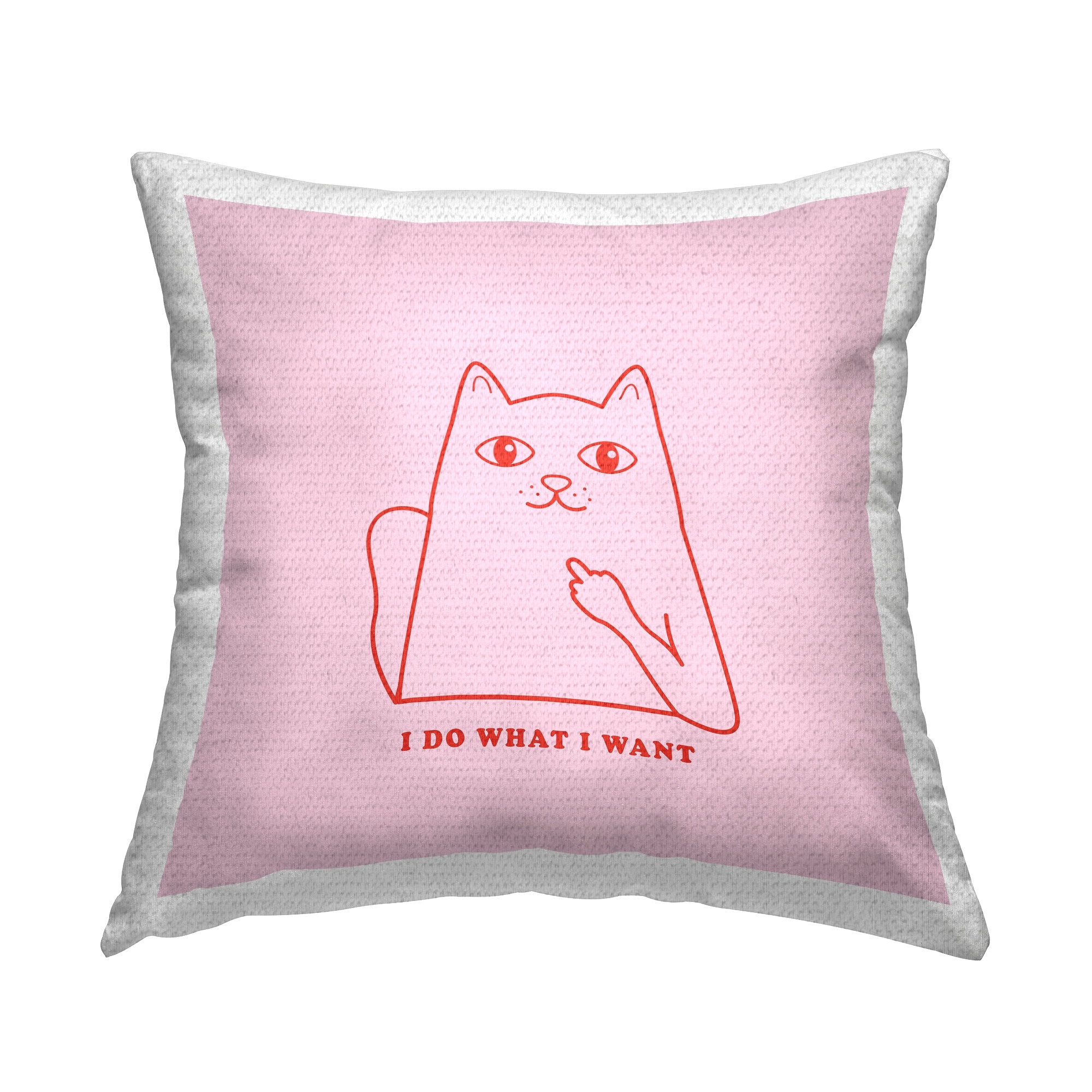 Stupell Pink What I Want Cat Printed Outdoor Throw Pillow Design by House of Lulu