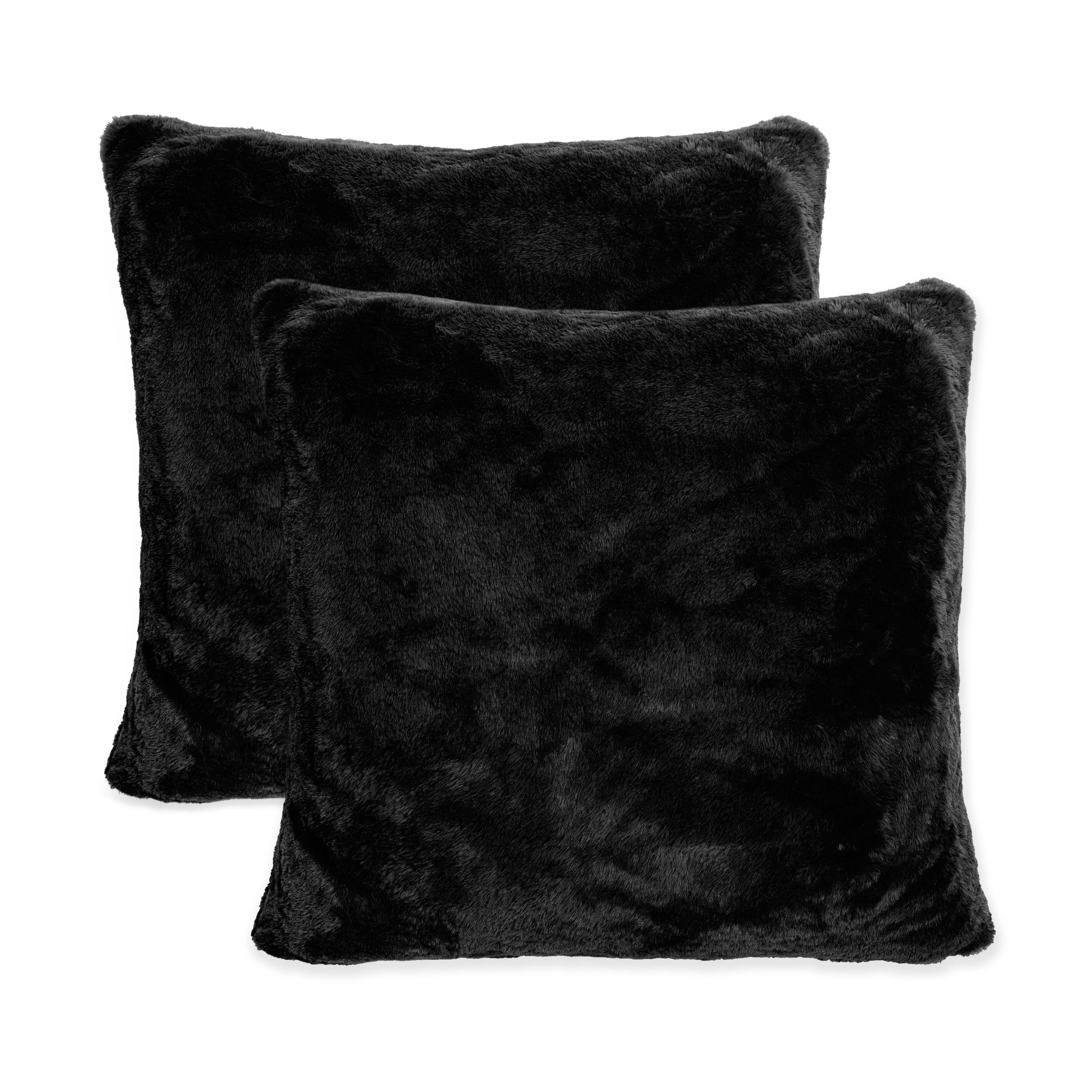Black fur pillow sales covers