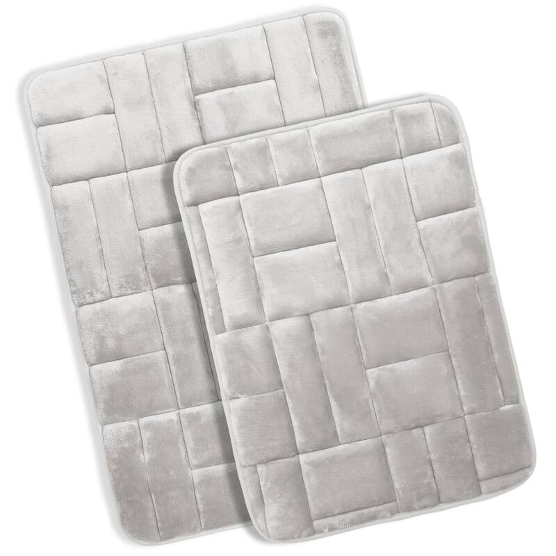 Clara Clark Ultra Soft Non Slip and Absorbent Bath Rug - Tiled Velvet Memory Foam Bath Mat