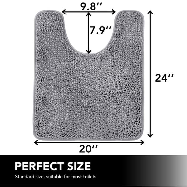 dimension image slide 0 of 7, Deconovo Chenille Bath Rugs - Thick Plush Microfiber, Non-Slip Washable Bathroom Mats