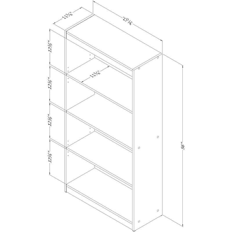 Modern Eco Friendly 4 Shelf Bookcase with Adjustable Shelves for Living Room Bedroom Office - 11.5"D x 28"W x 56"H