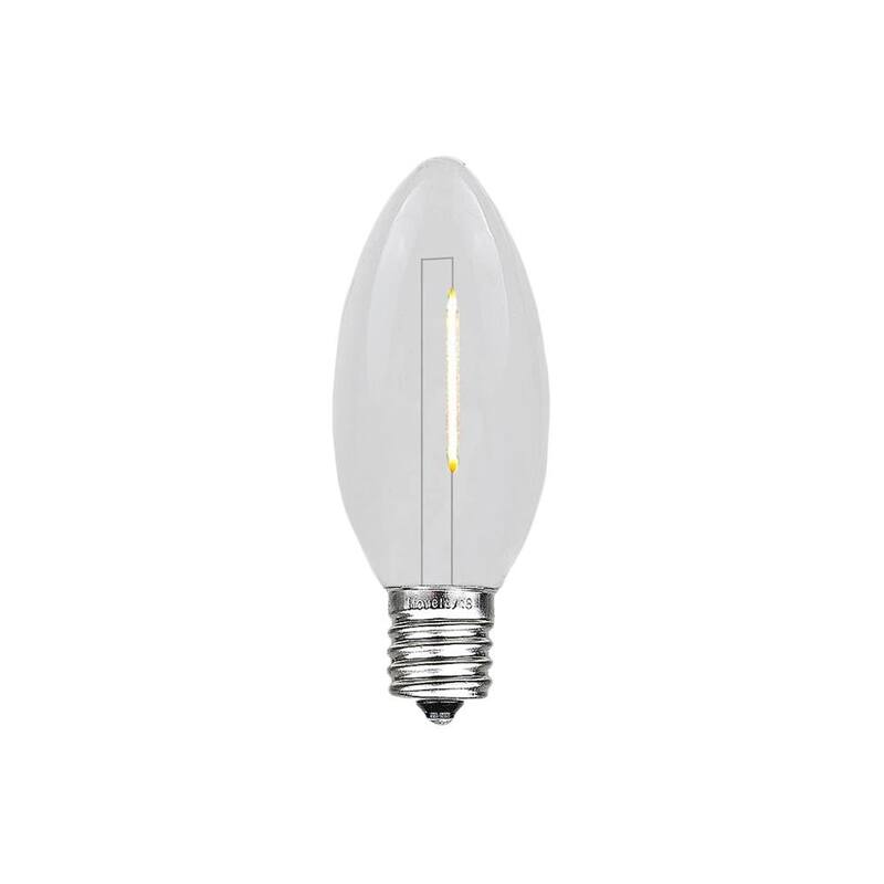 25 Pack LED C7 Plastic Filament Outdoor Christmas Replacement Bulbs, Warm White