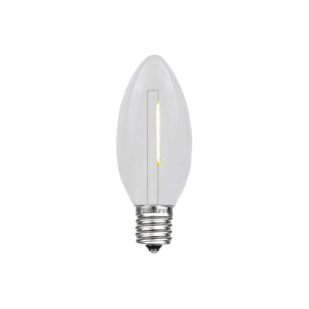 25 Pack LED C7 Plastic Filament Outdoor Christmas Replacement Bulbs, Warm White