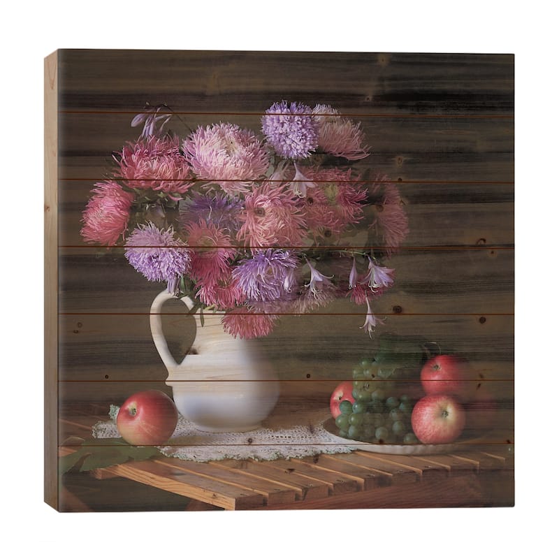 August Gifts Of The Garden Print On Wood by Tatiana Skorokhod - Multi-Color - 26x26x1.5