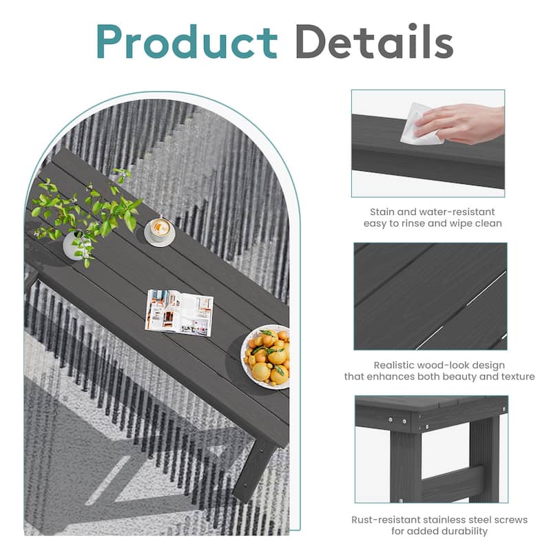 40-inch Outdoor Patio HDPE Pub Bar Table, Balcony Table