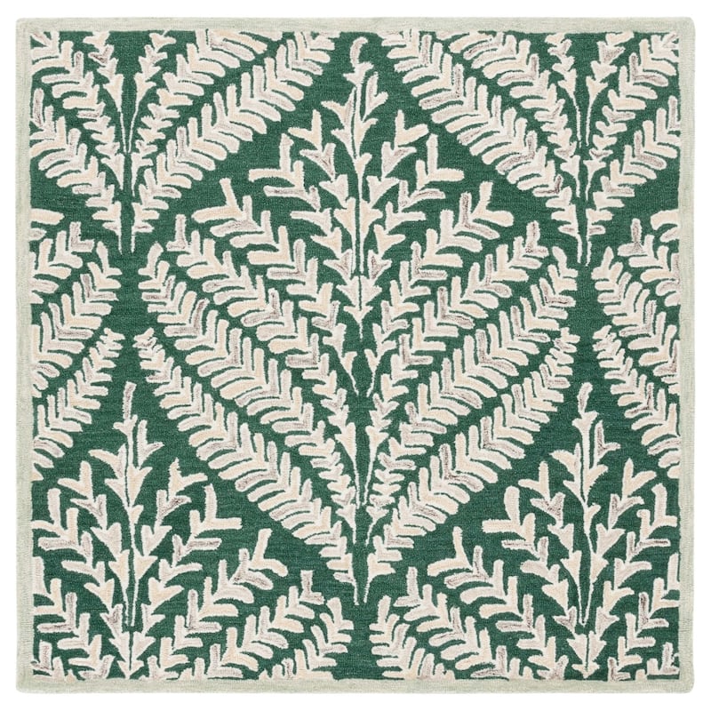 SAFAVIEH Handmade Capri Ilianka Wool Rug - 7' Square - Dark Green/Ivory