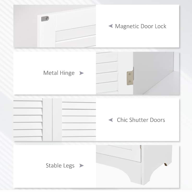 White Tall Slim Multi-Shelf Bathroom Storage Cabinet with Adjustable Shelves for Kitchen or Laundry Room