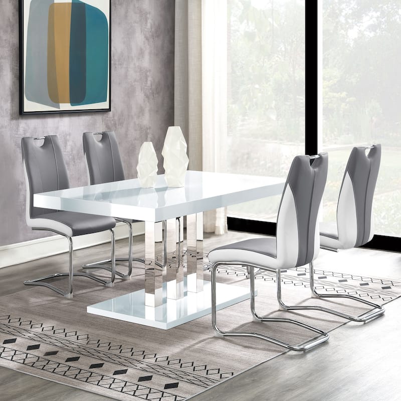 Brooklyn 5-piece White High Gloss Rectangular Dining Set