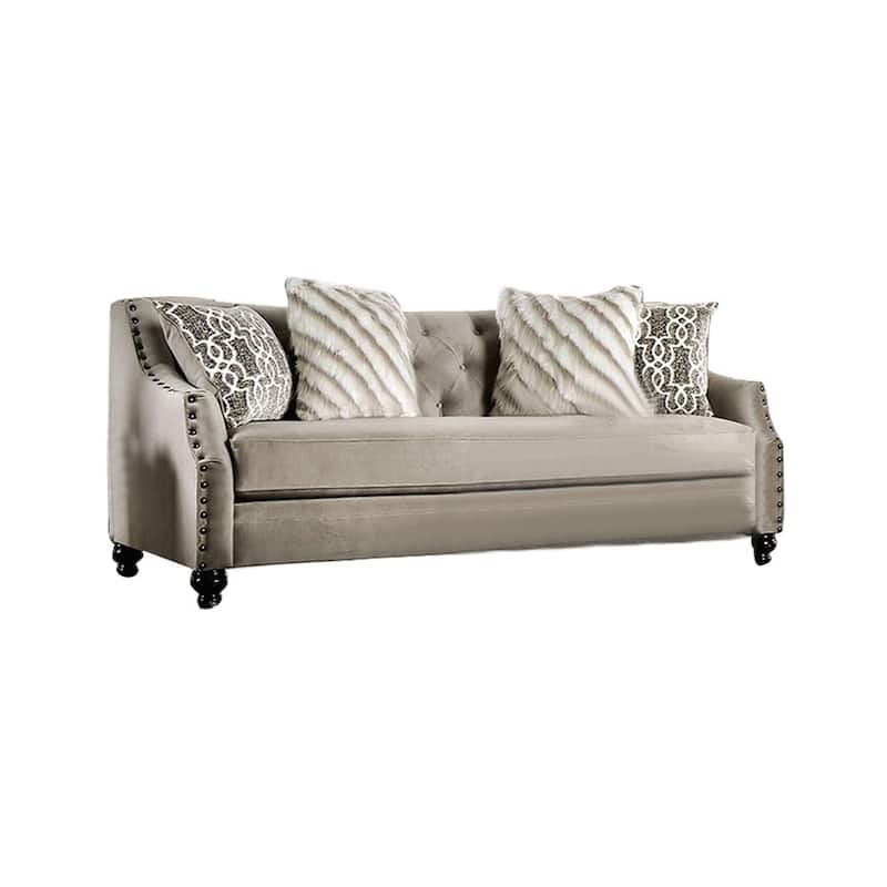 Small Burlap Weave Sofa with Single Cushion Seat in Light Brown