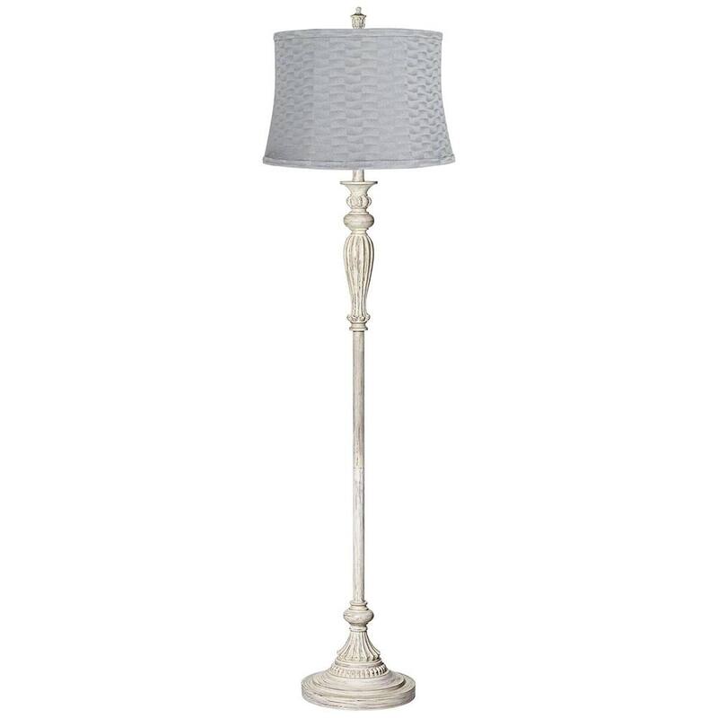 Country Cottage Floor Lamp 60" Tall Antique Basra Gray Drum Shade - 10" x 60"