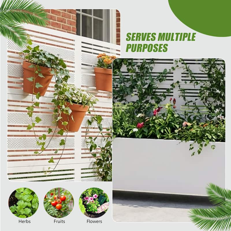 Outdoor Metal Galvanized Privacy Screen Planter Box with Trellis Lockable Wheels