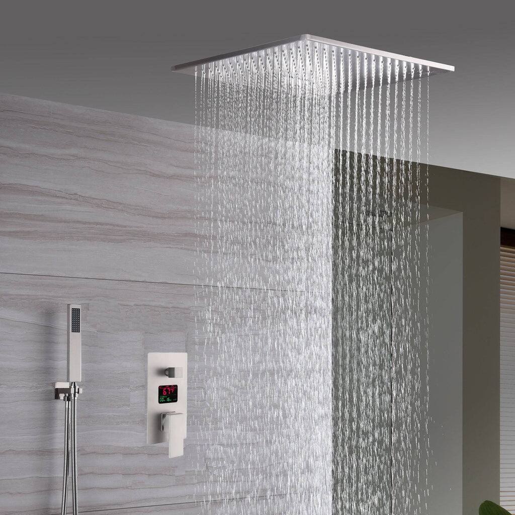 20inch ceiling mount rainfall waterfall shower systems 3 way Digital display pressure balance shower faucet - 7'6" x 10'9"